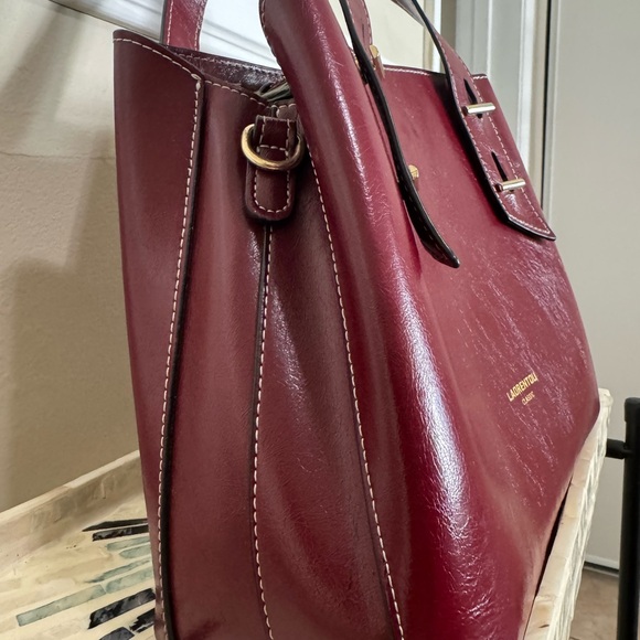 Laorentou Classic Women's Wine Leather Tote - Picture 6 of 16